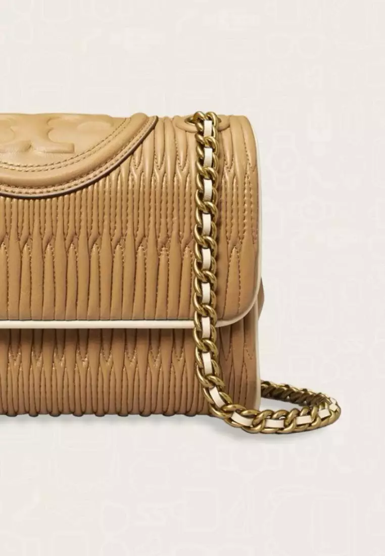 Tory Burch Small Fleming Soft Pleated Convertible Shoulder Bag Dusty Almond