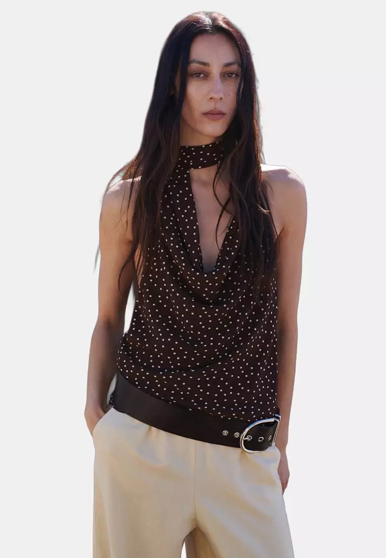 Buy Mango Draped Neck Scarf Top 2026 Online | ZALORA