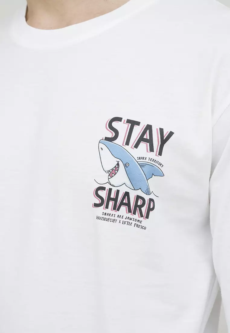 Kaos cotton combed lengan panjang pria putih houseofcuff stay sharp
