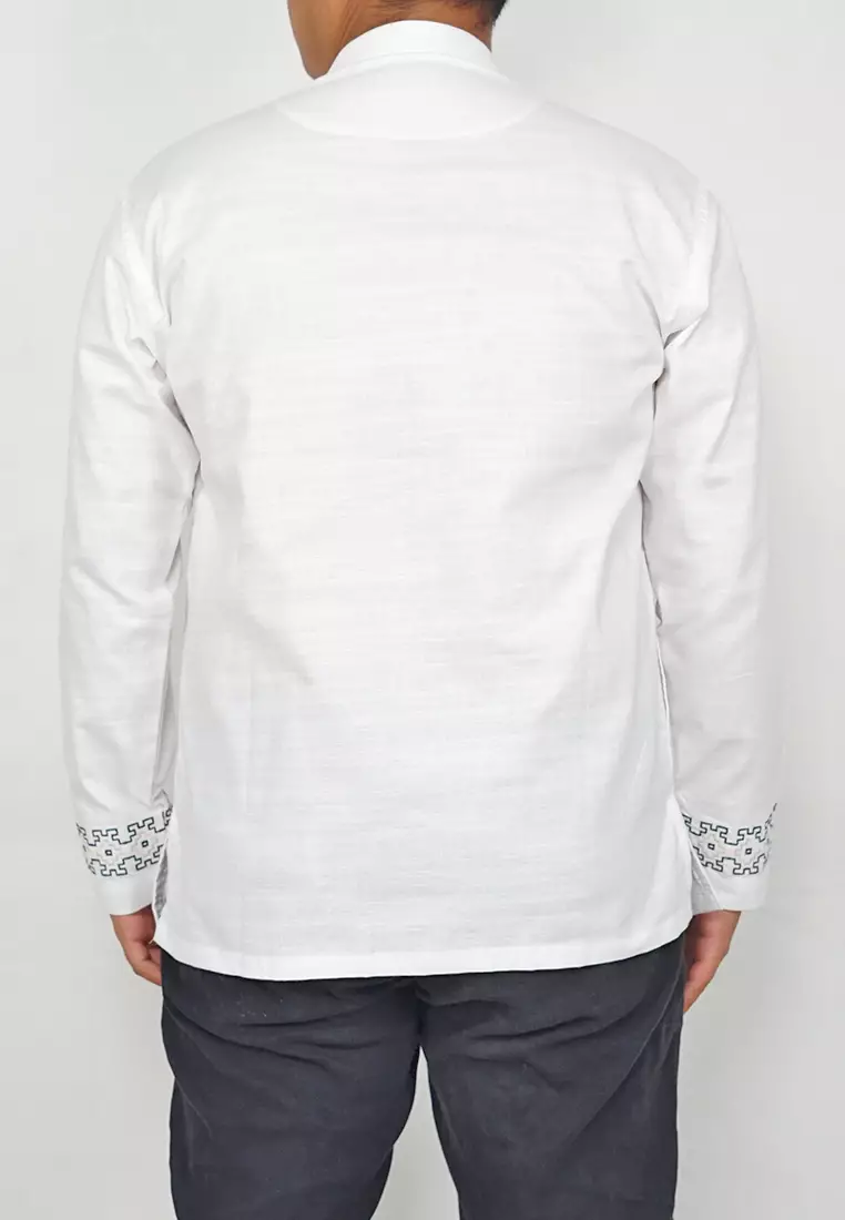 Crocodile KOKO Katun | Lengan Panjang Men Shirt Kemeja Corak kontemporer | Relax Fit 1102