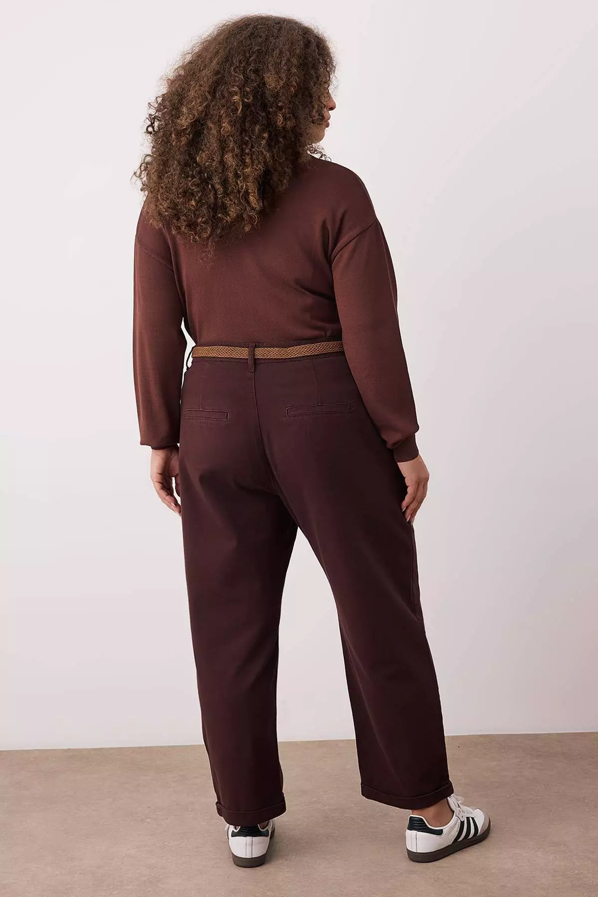 Plus Size High Waist Belted Mom Fit Jeans
