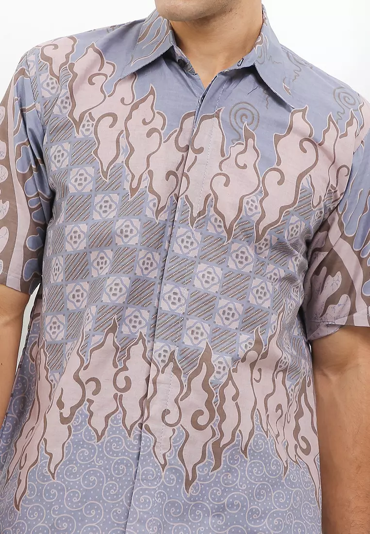 Seroja Kemeja Batik Premium Pria Casual Modern Lengan Pendek