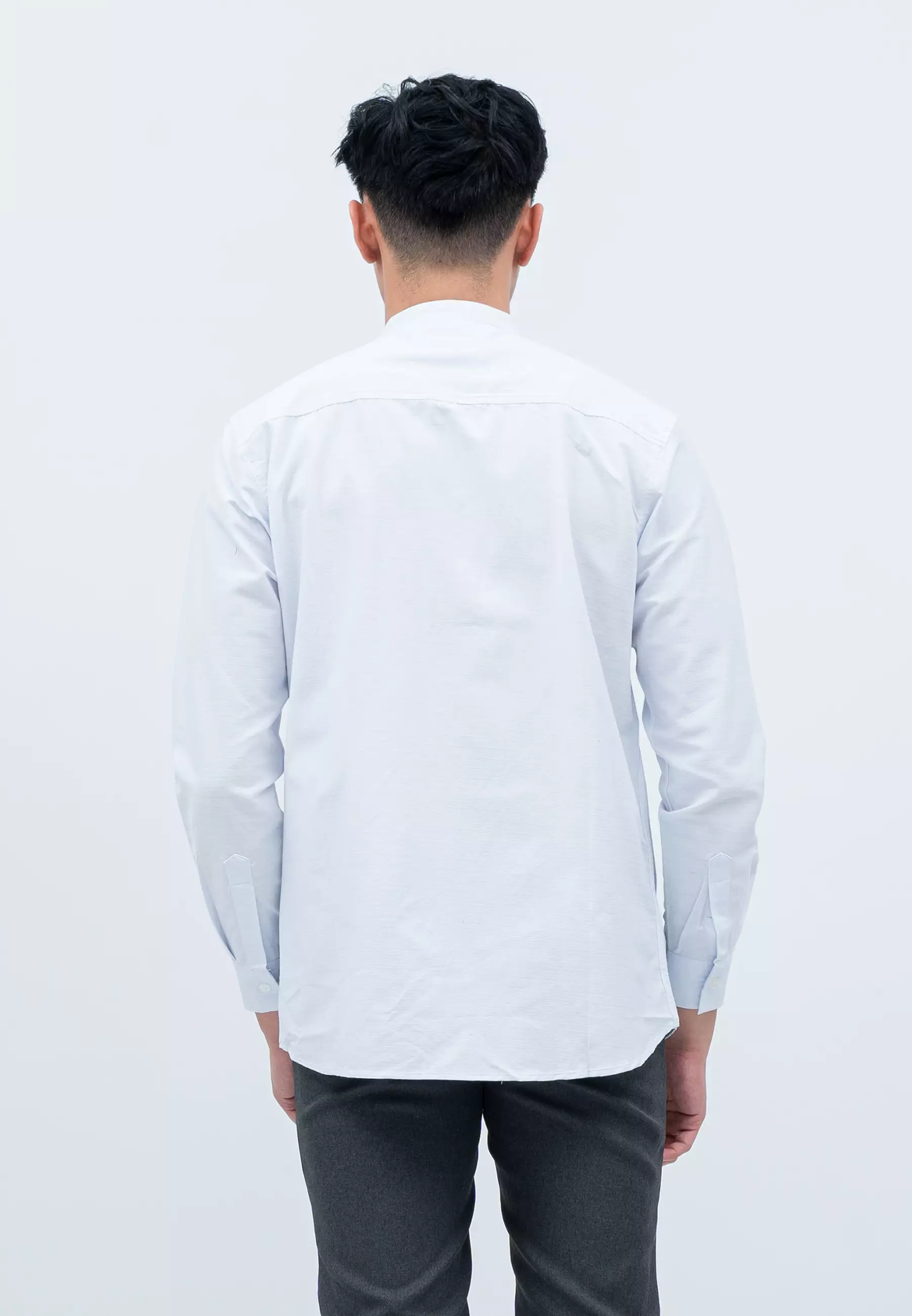 Houseofcuff Baju Koko Pria Polos Lengan Panjang Putih