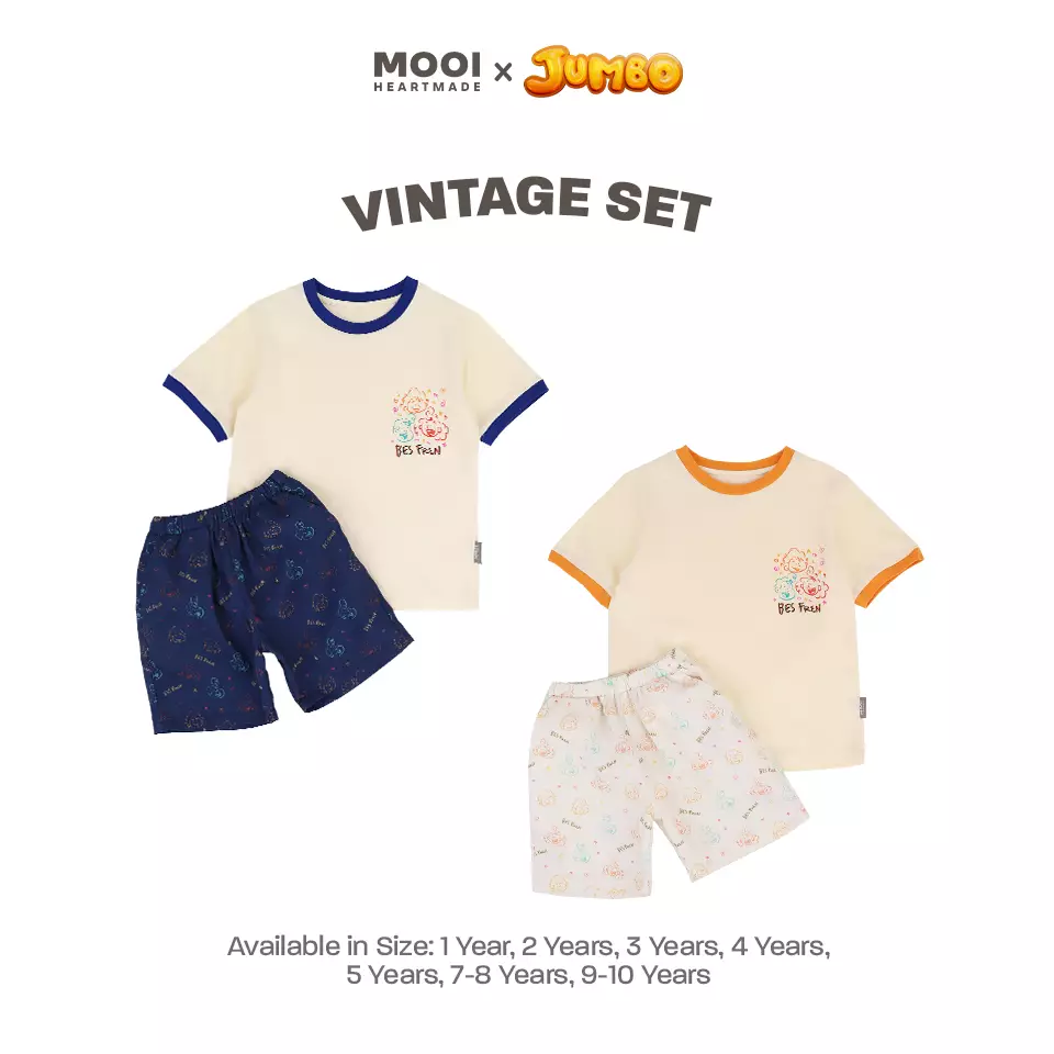 Mooi x Jumbo Setelan Anak Vintage Set - Navy