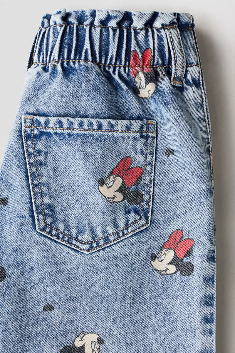 Motif-detail wide leg jeans