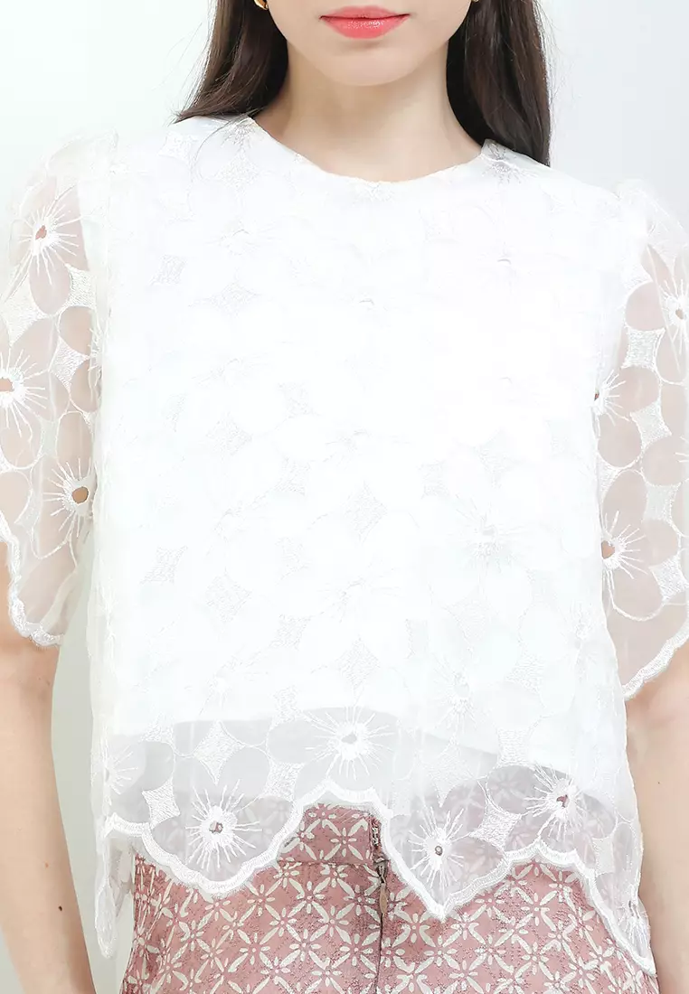 Sleeveless Inner Top Atasan Wanita Arumi Merona Spesial JFW Collection Rihanna Putih Berfuring [Tanpa Setelan]