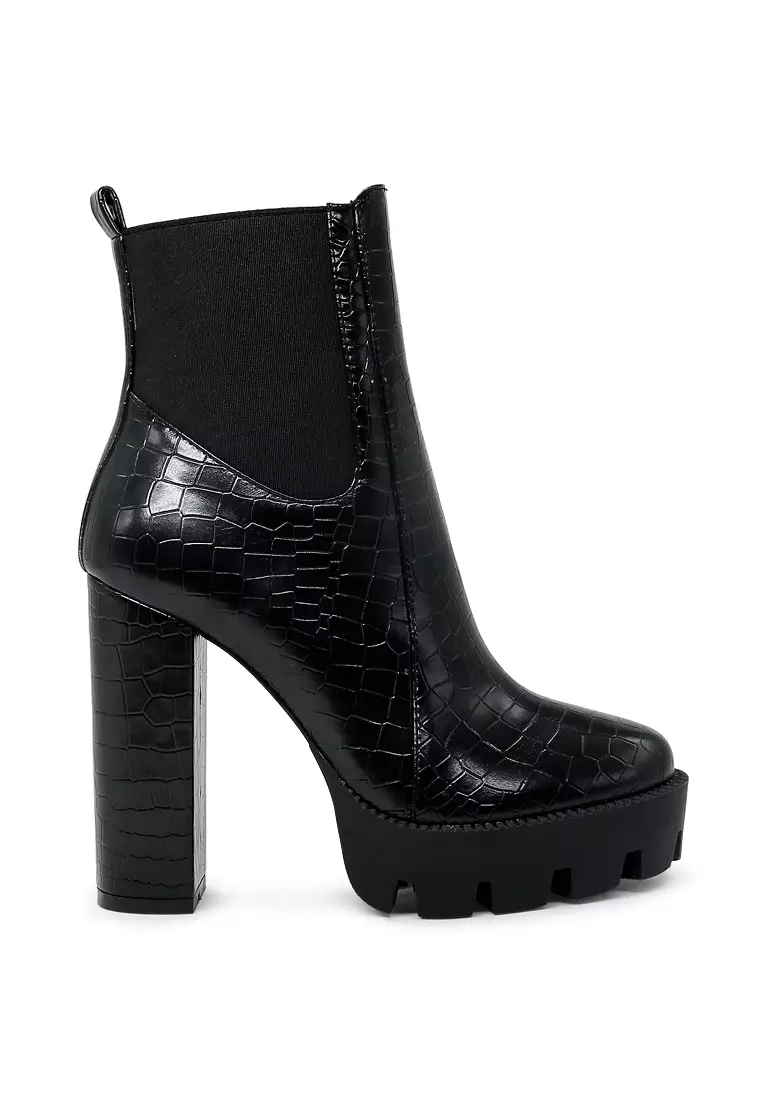 Discount on London Rag  shoes - SKU: Croc Print Block Heel Boot