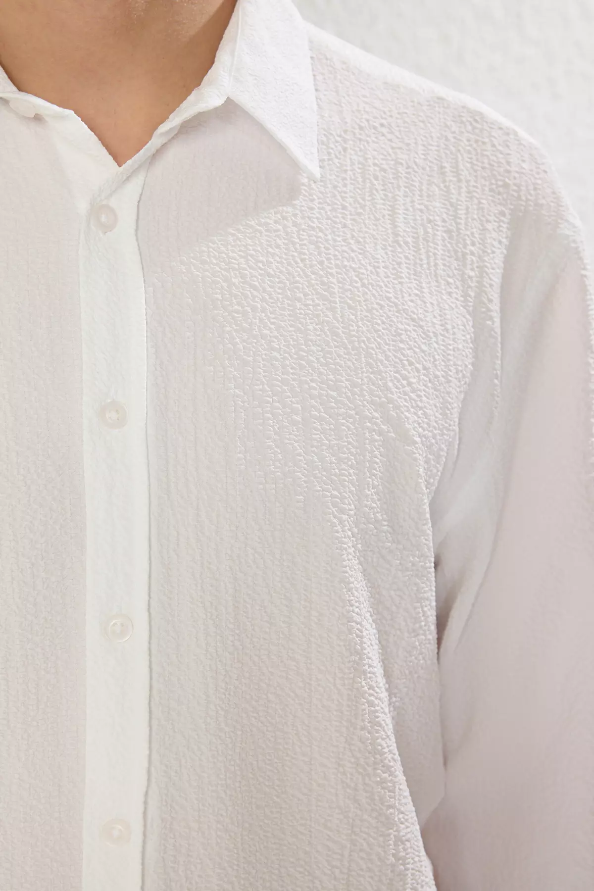 Textured Long Sleeve Regular Shirt