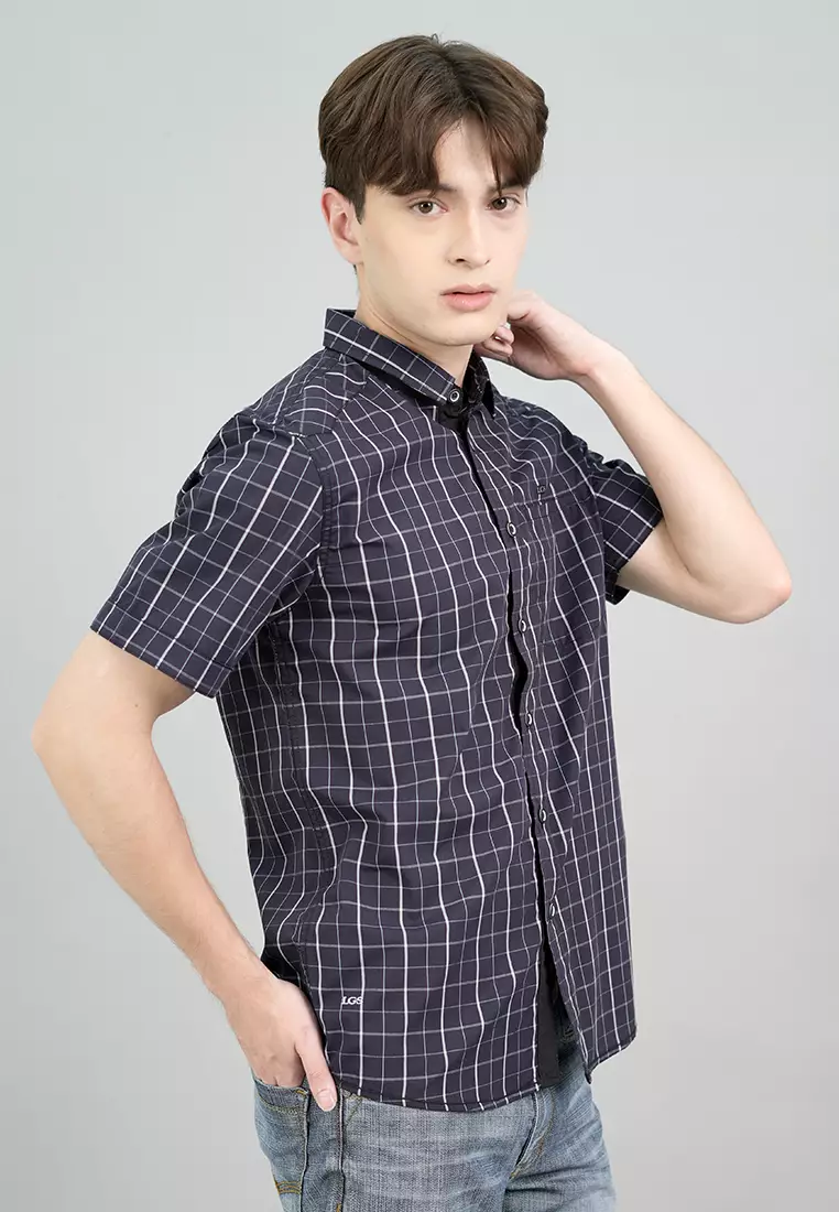 LGS - Slim Fit - Kemeja Kotak Pria - Casual Shirt - Squaro Collection - Mukti - Motif - JSH