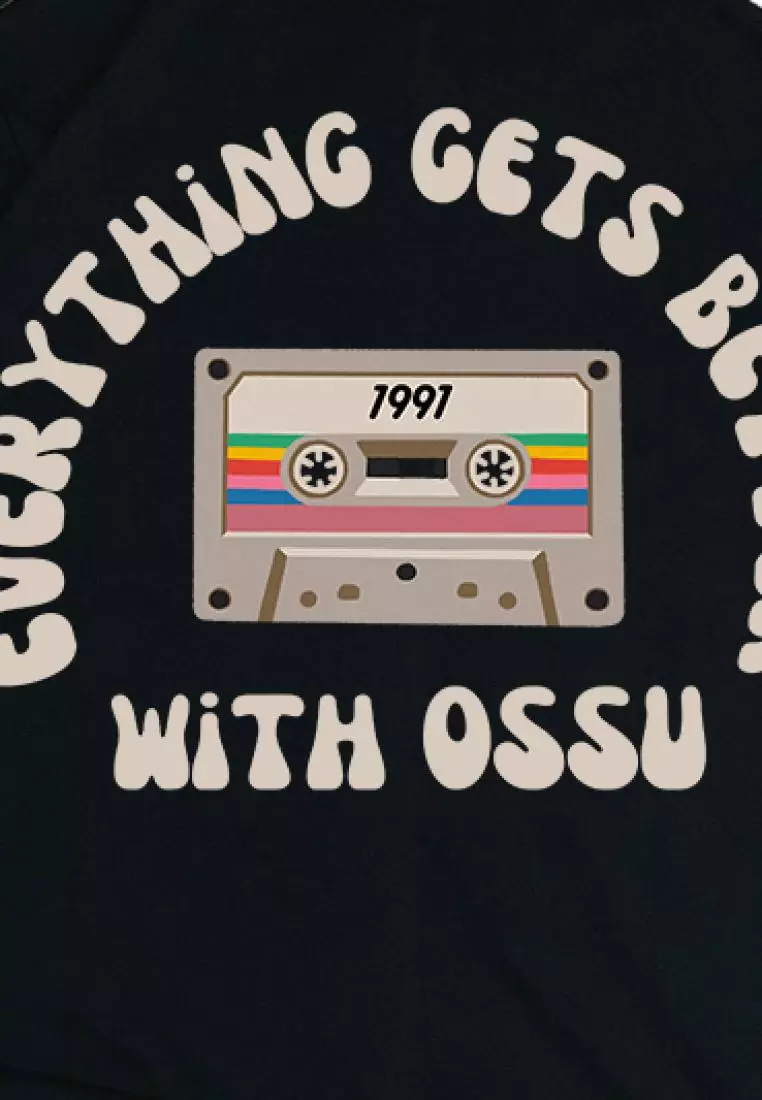 OSSU Everything Gets Better Vintage Cassette Black Tshirt