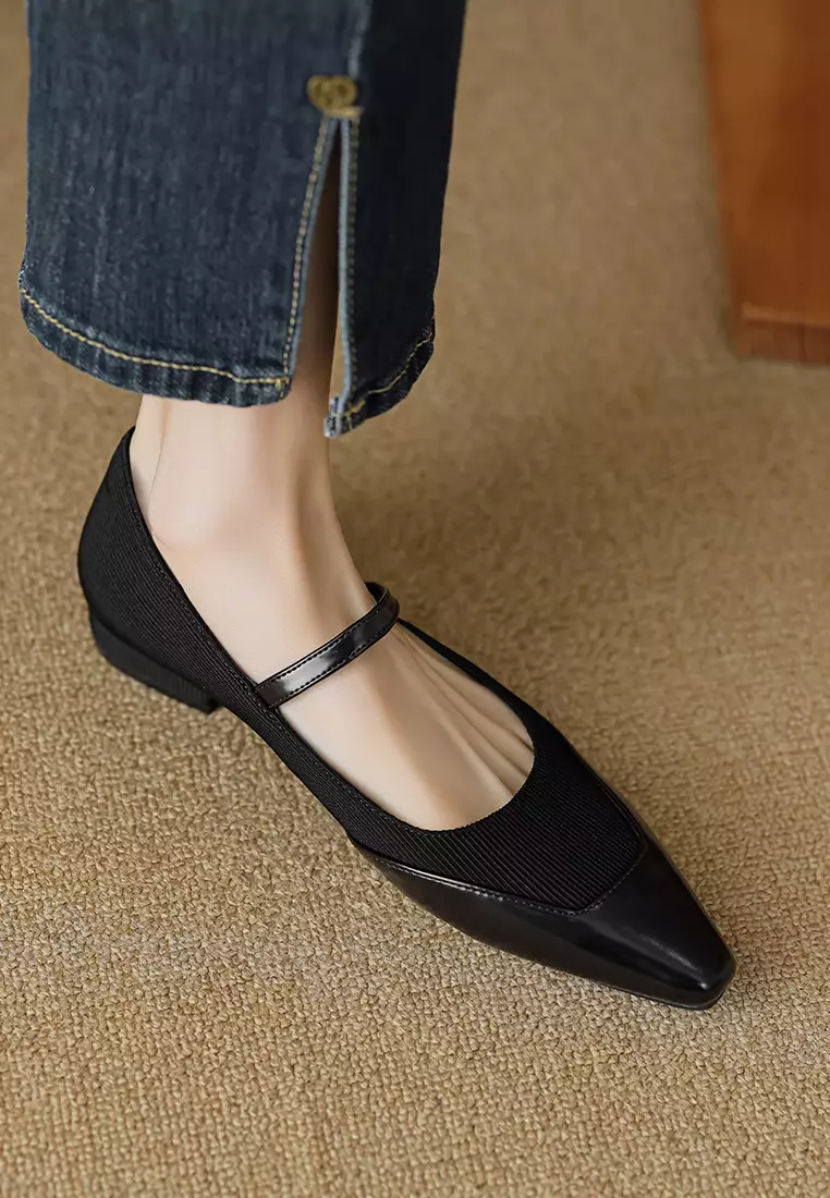 Elastic Knit Stitched Mary Jane Shoes WW8376-2