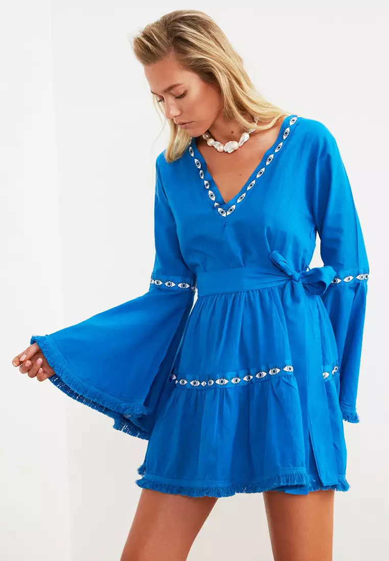 Belted Ruffle Beach Dress