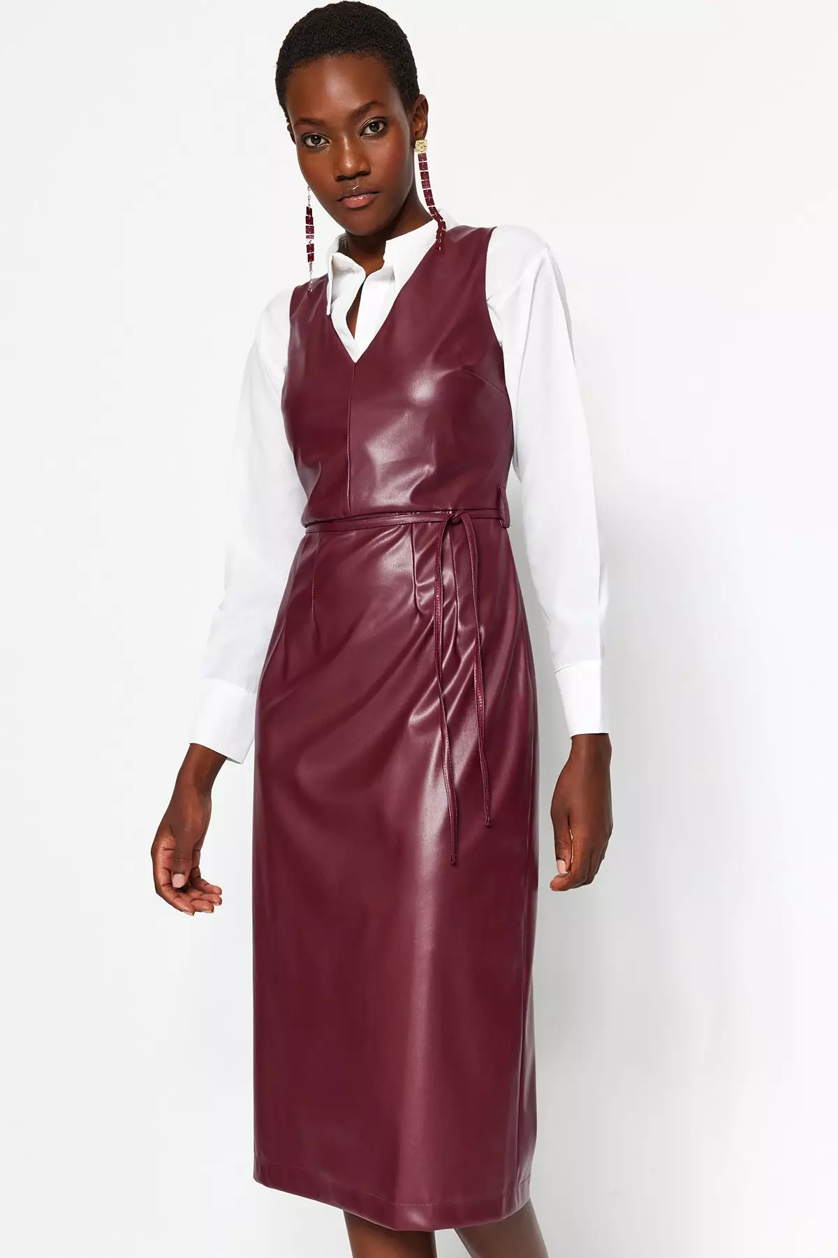 Faux Leather Midi Dress