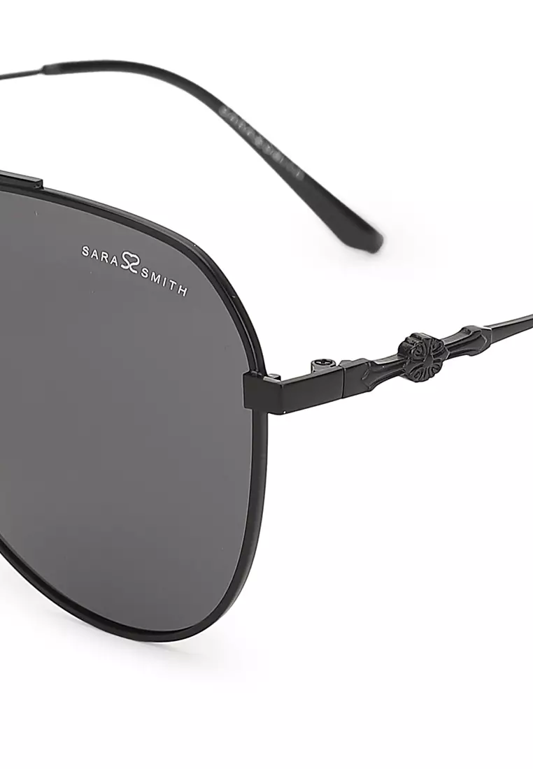 Unisex Polarized Aviator Sunglasses - Sandy Black / Grey