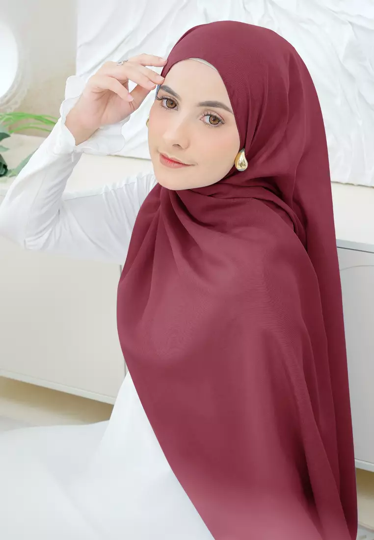 Hijab Shawl Premium Pashmina Voal - Wine Red