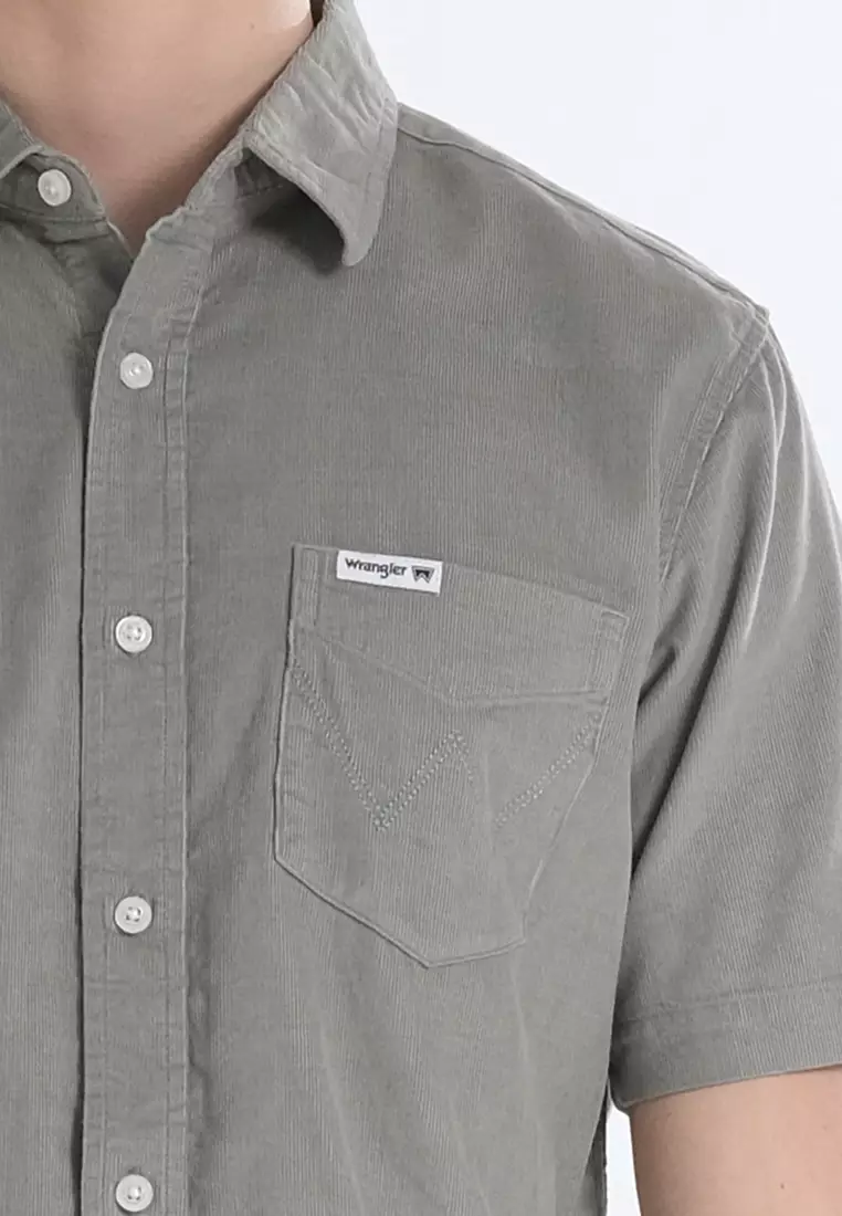 Button Down Short Sleeve Polo for Men in Pale Green