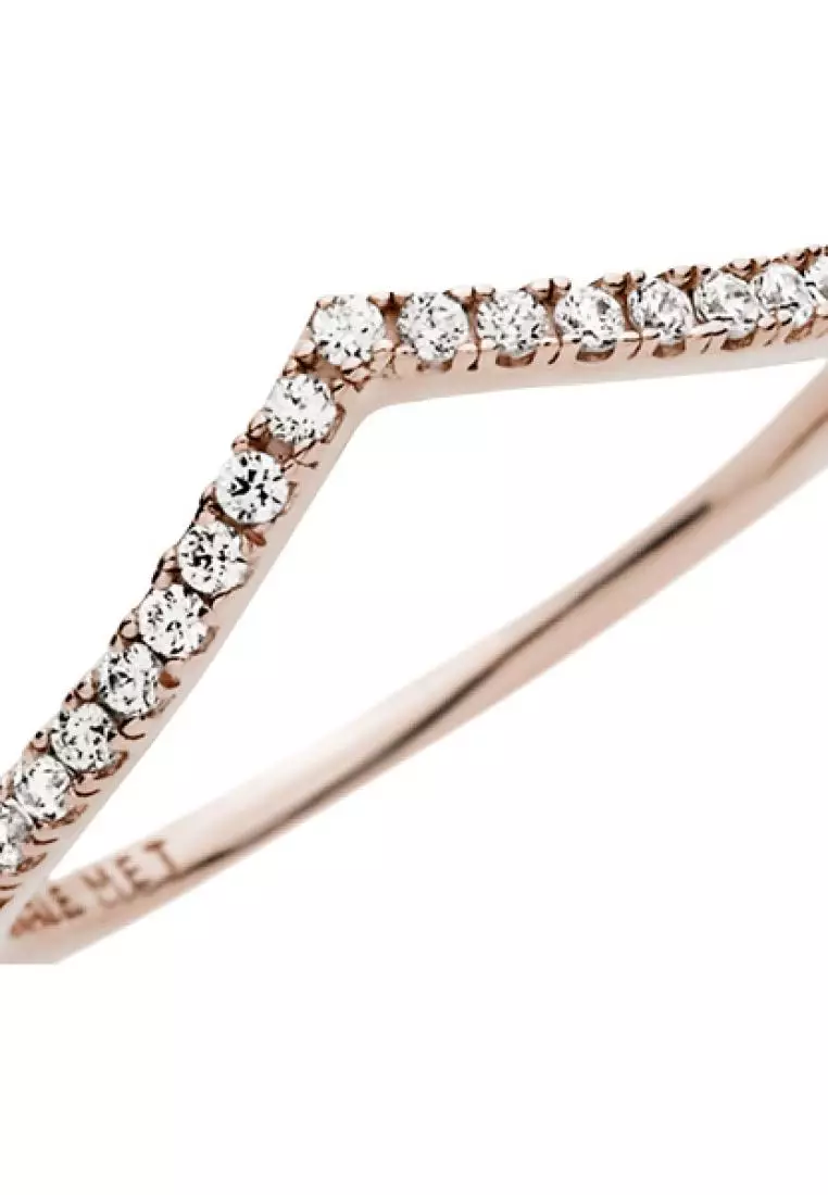 Buy PANDORA Pandora 14K Rose Gold Plated Sparkling Wishbone Ring