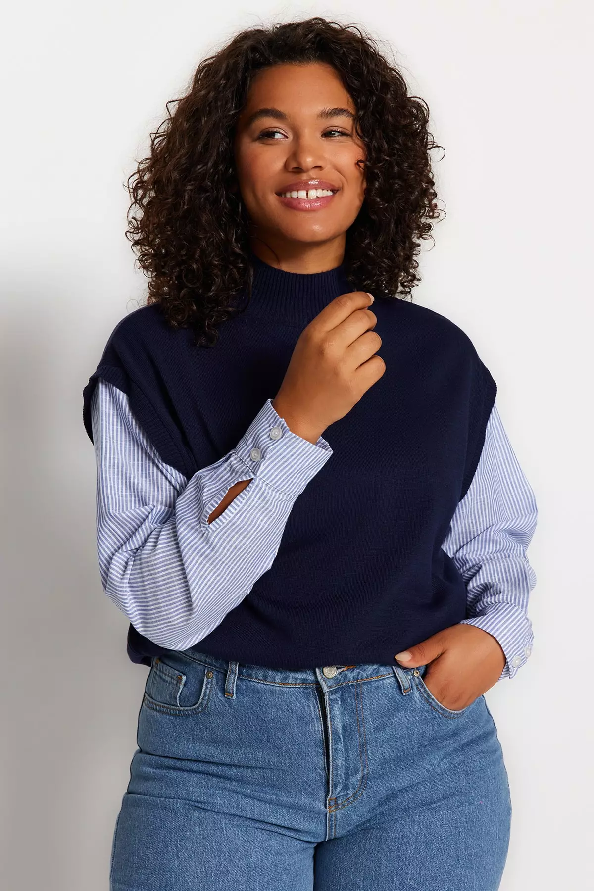 Plus size navy hot sale blue sweater