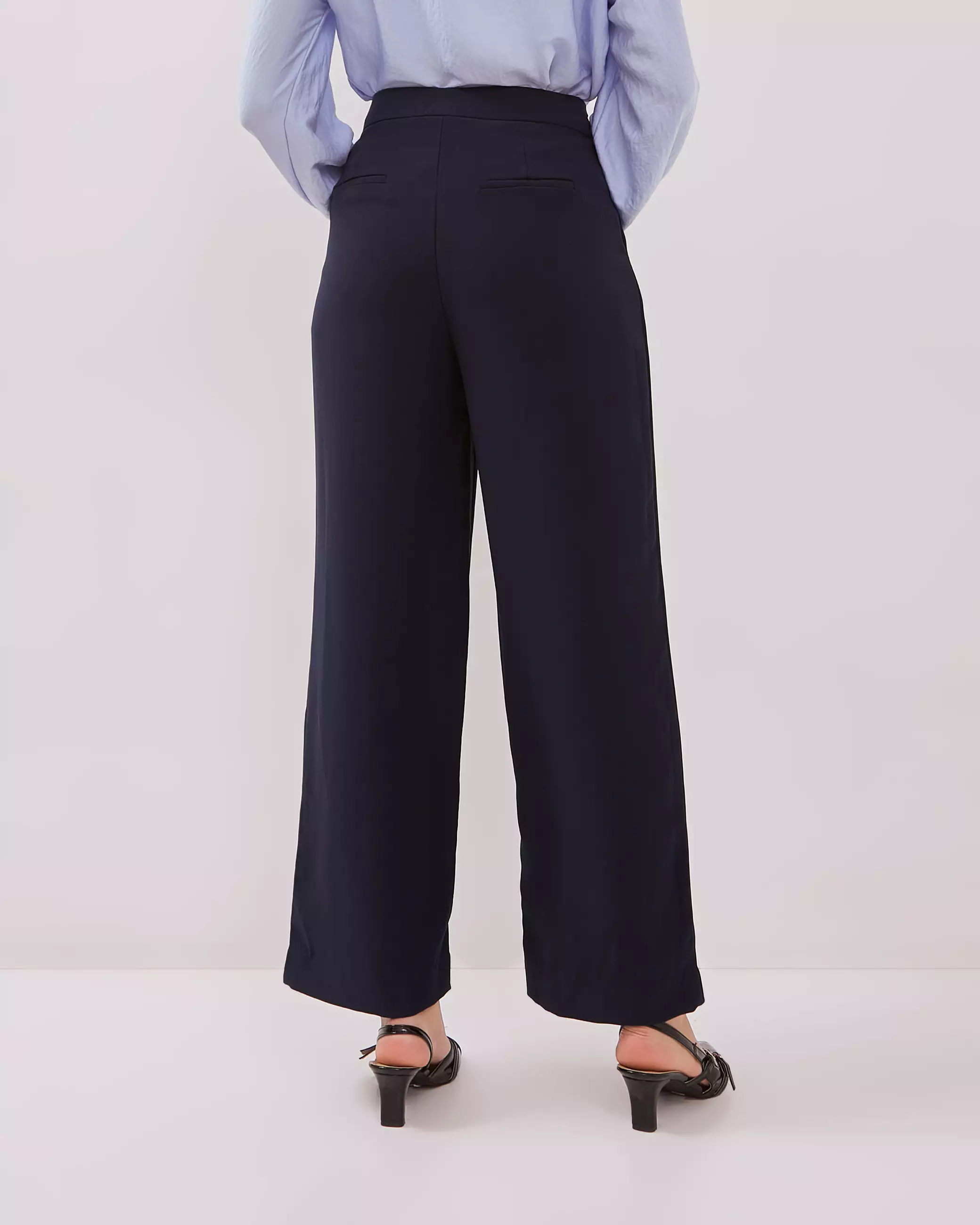 Urban Exchange Lilian Navy Wide-leg Pants - Bawahan Celana Panjang Formal Navy Warna Navy