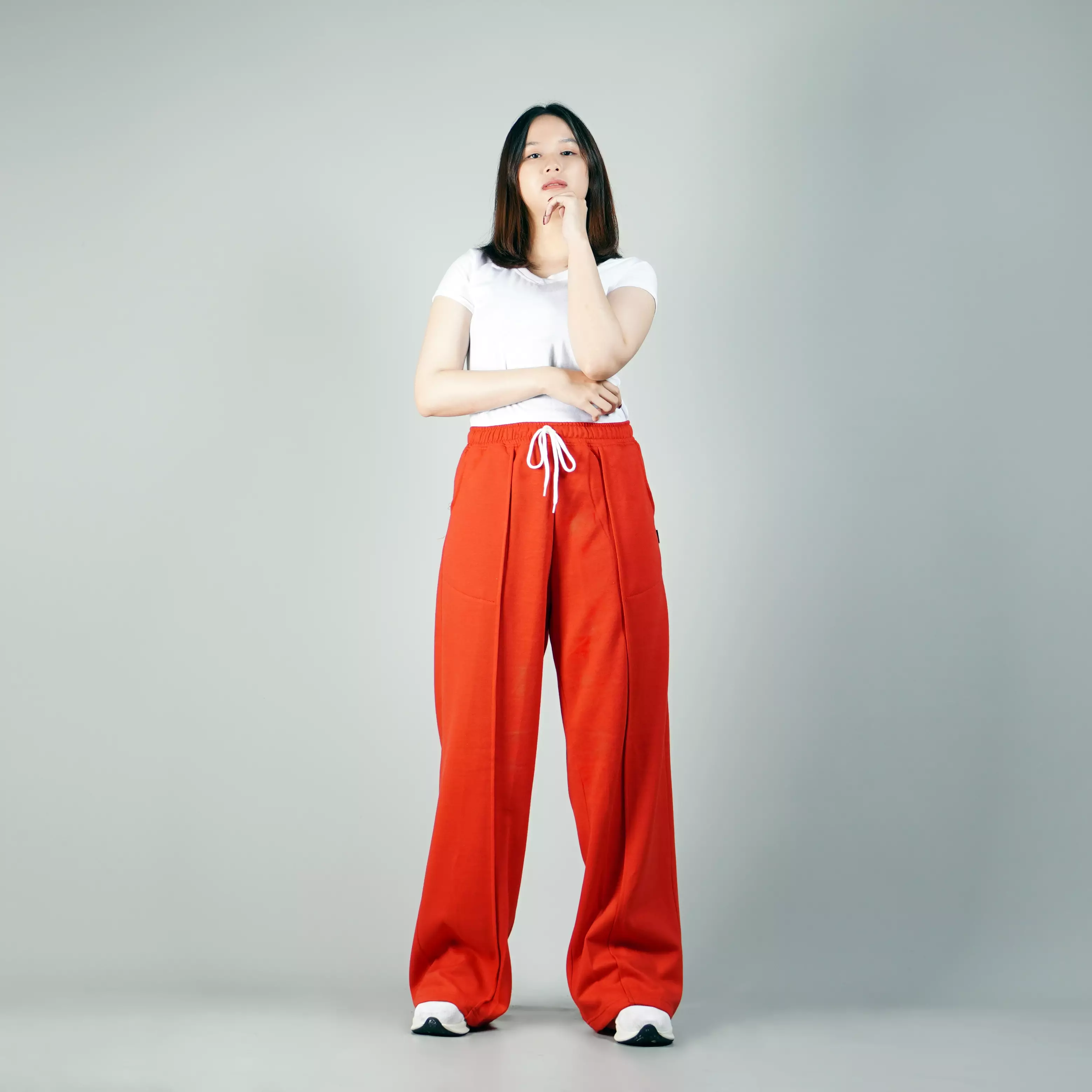 JENNIE Baggy Pants Celana Baggy Loose Pants Wanita - MERAH