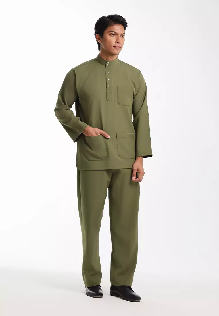 Alain Delon Baju Melayu Cekak Musang Dewasa - 19026001-45LeafGreen