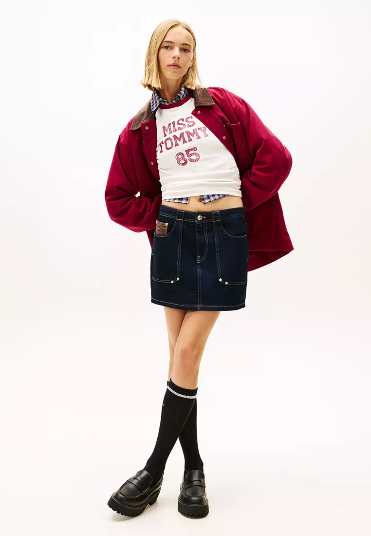 旗幟刺繡牛仔直筒迷你裙 - Tommy Jeans