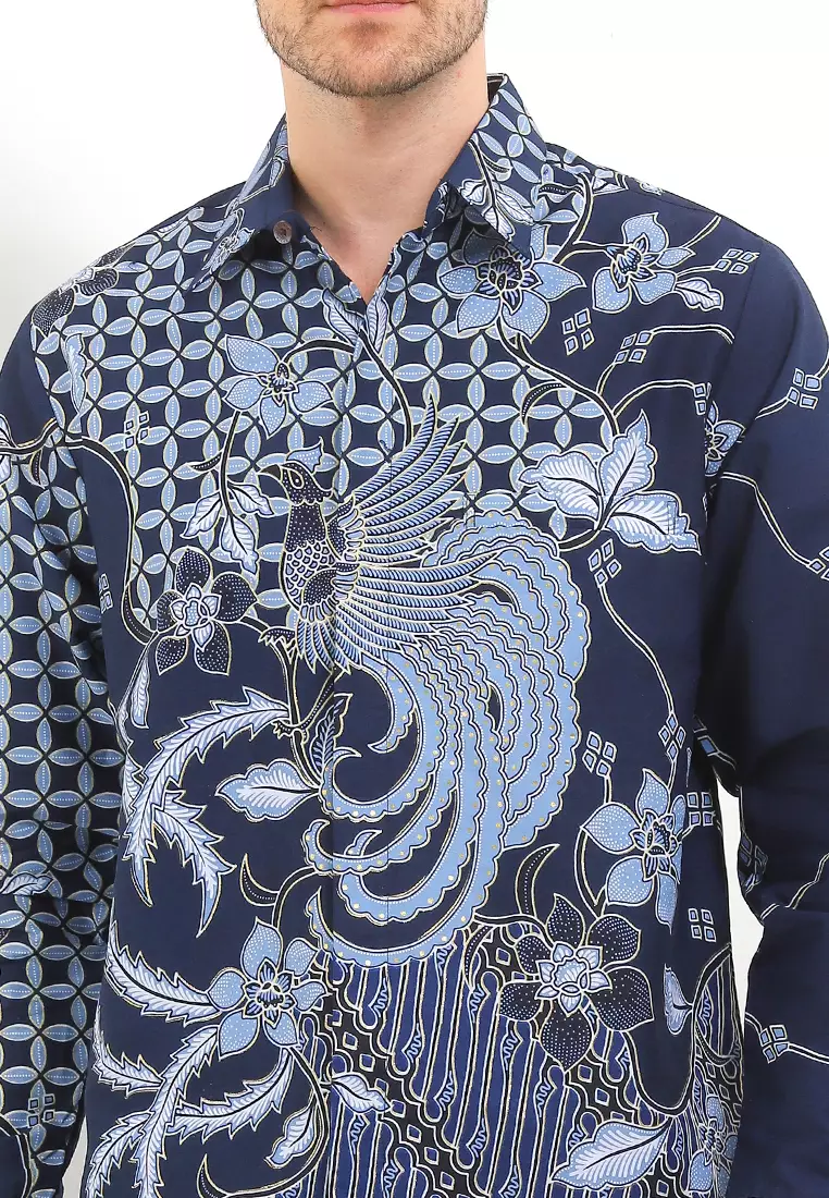 Kemeja Pria Lengan Panjang Furing Cyano Lining Navy