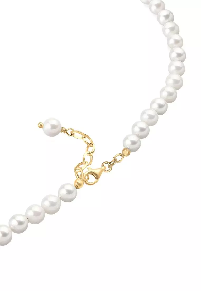 Kalung Perhiasan Perak 925 Wanita Baroque Classic Trend Shell Core Pearls Gold Plated