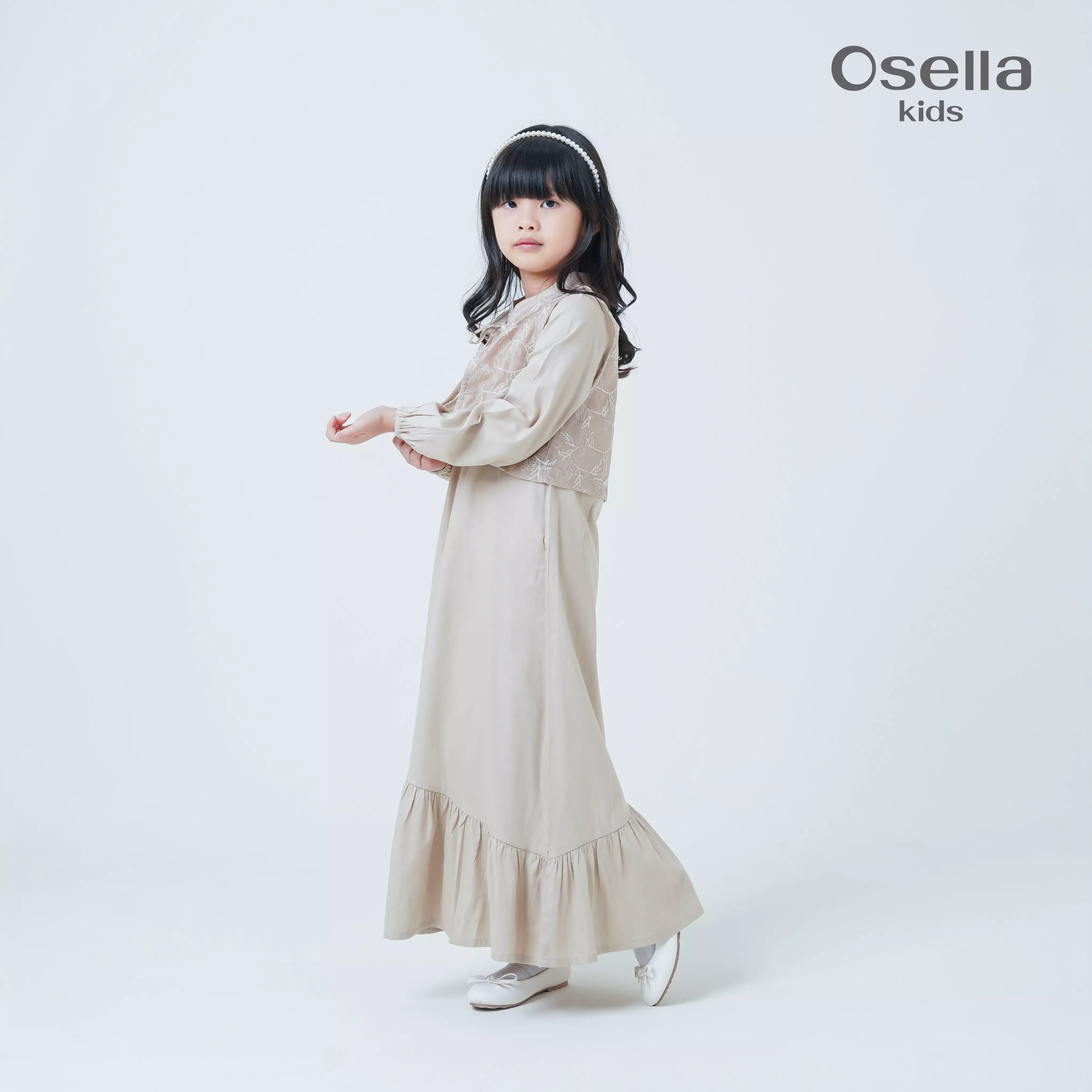 Osella Kids Alya Embroidered Layered Dress 1357660789 | Gaun Raya Vest Anak Perempuan