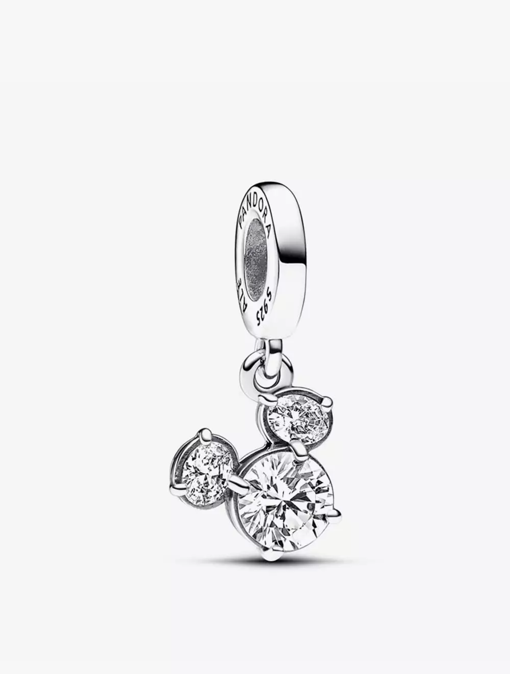 Disney Mickey silhouette sterling silver dangle with clear cubic zirconia