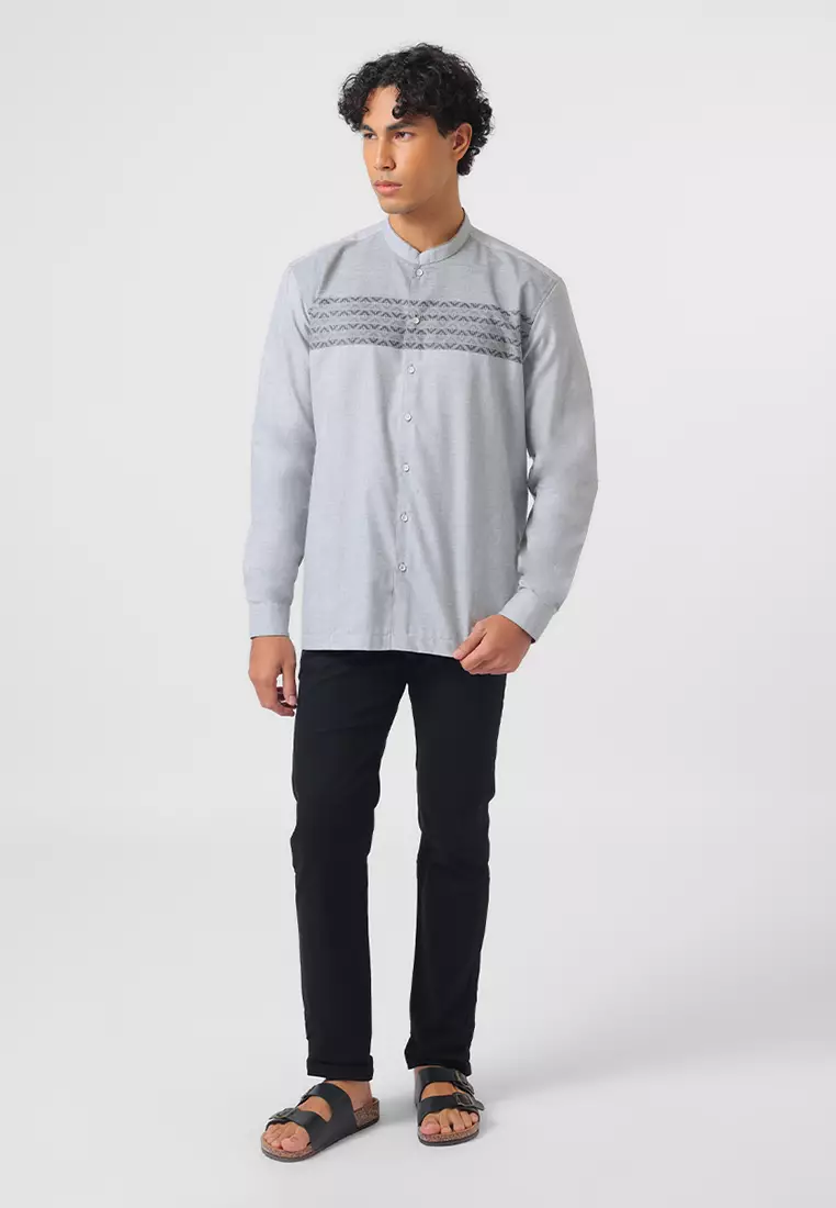 Kemeja Koko Pria Lengan Panjang Baju Muslim Pria MUSA GREY