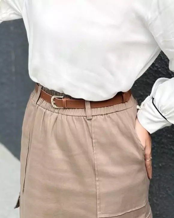 Rok Panjang Wanita - Twill Cargo Skirt Keisha COKLAT