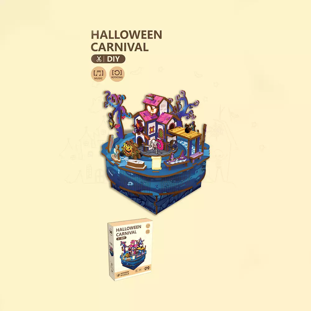 KIDDY STAR PUZZLE KAYU 3D HALLOWEEN CARNIVAL SET 87 PCS - BIRU