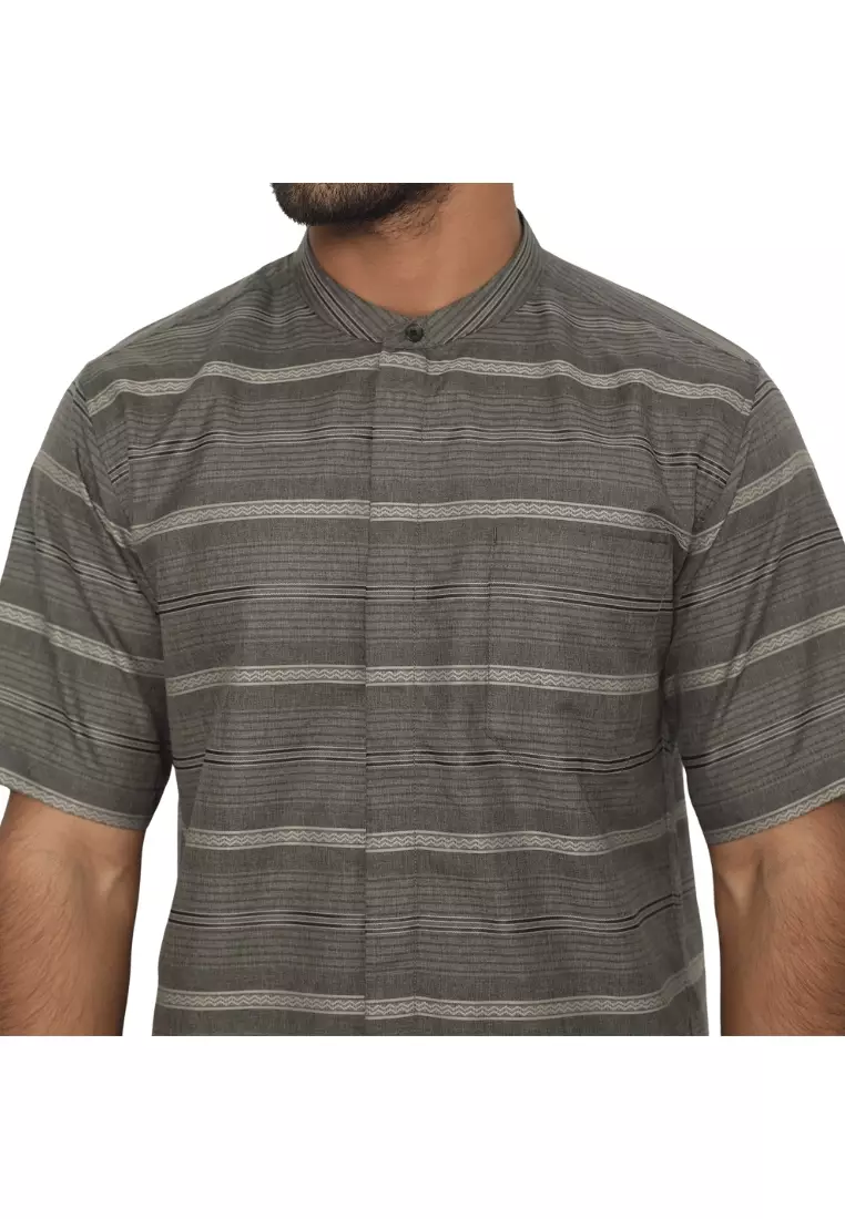 POLICE Kemeja Koko Salur Krah Shanghai Olive Regular Fit Pria