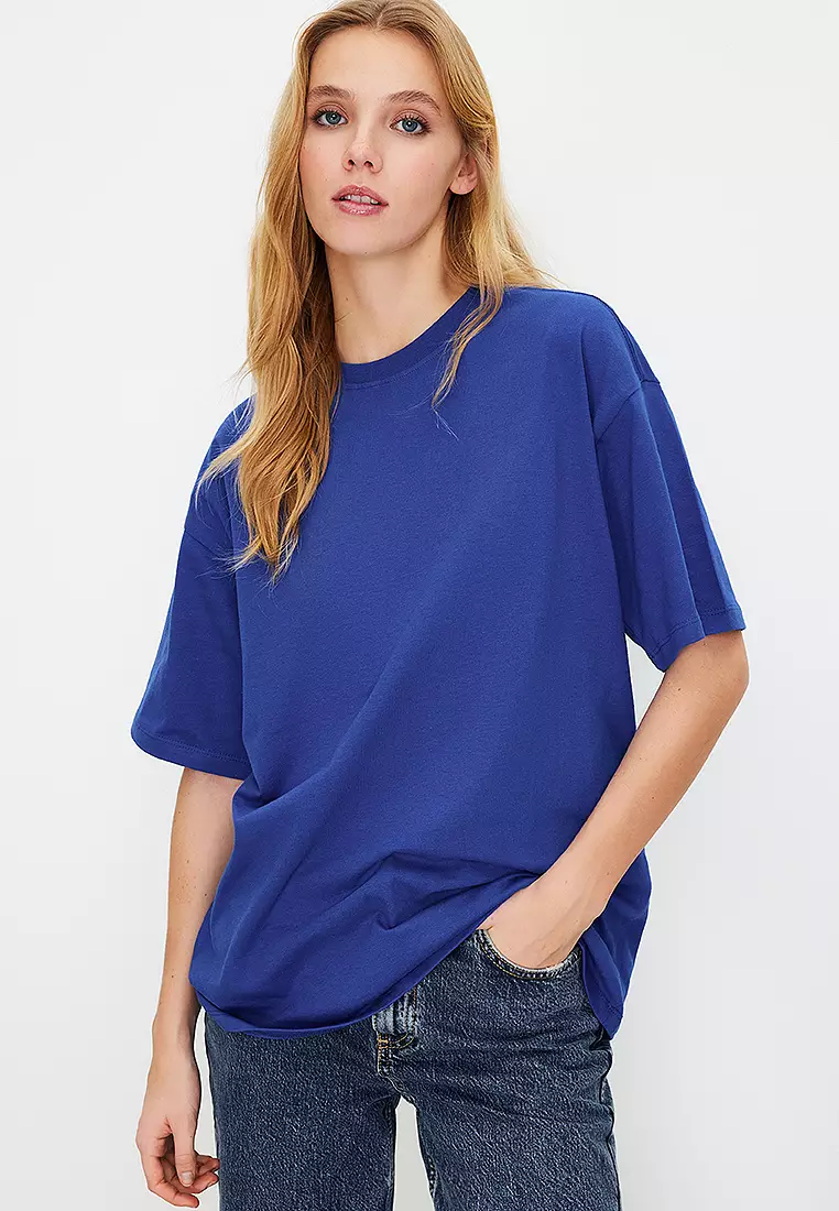 Oversized/Wide Pattern Crew Neck T-Shirt