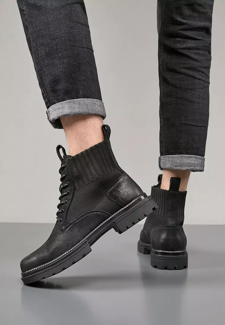 Vintage cow suede Martin boots