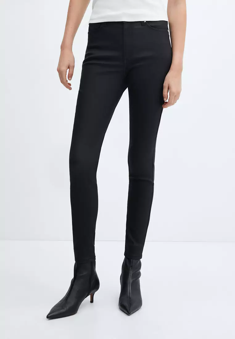 Buy Topshop women skinny fit solid leggings black Online