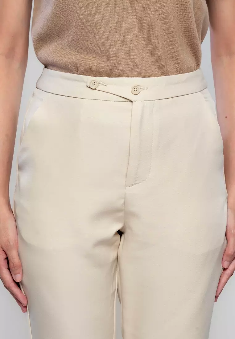 Imogene Slim Pants with Waist Button Detail
