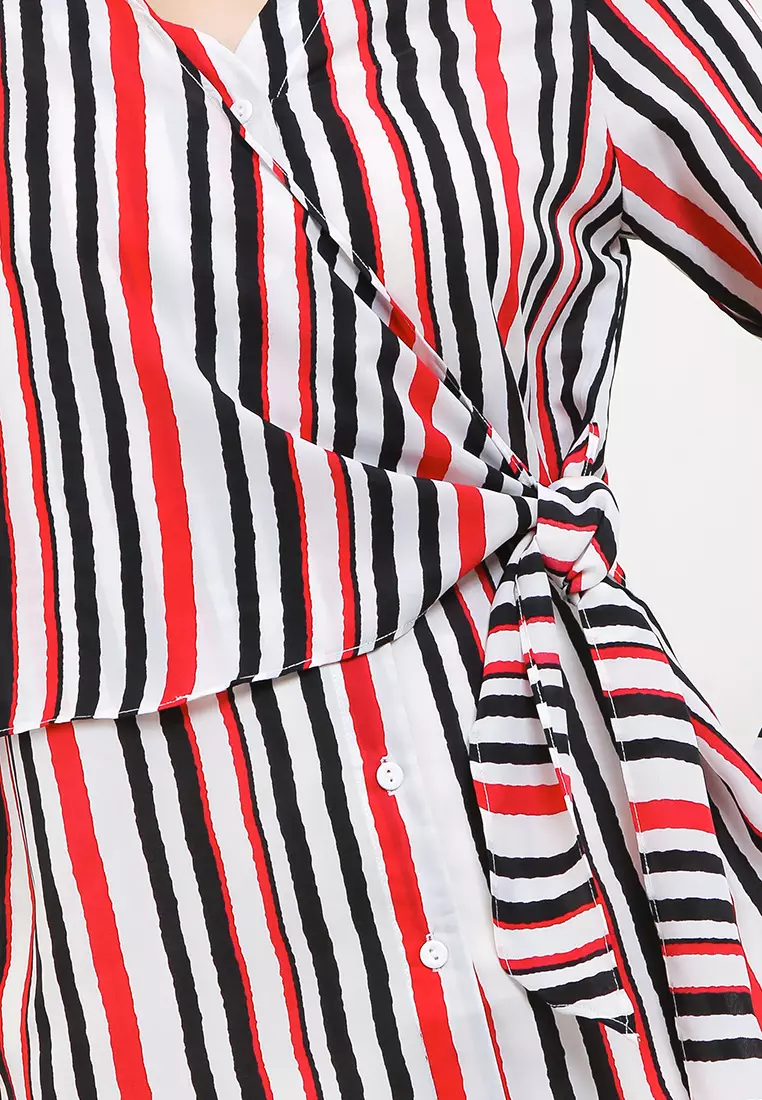 Matilda Blouse In Pink And Black Stripes