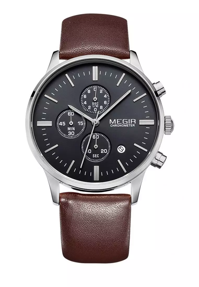 Japan Design Plating Fashion Cow Leather Megir Price Watch