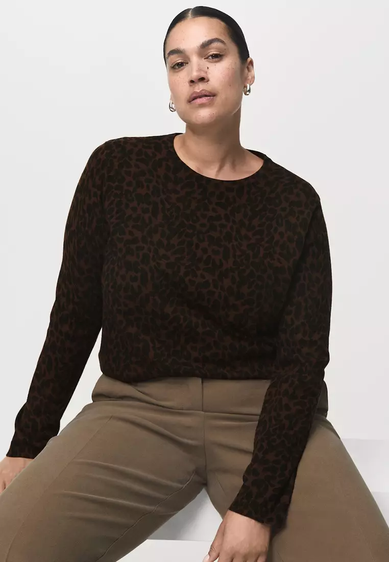 Ribbed Leopard-Print Sweater