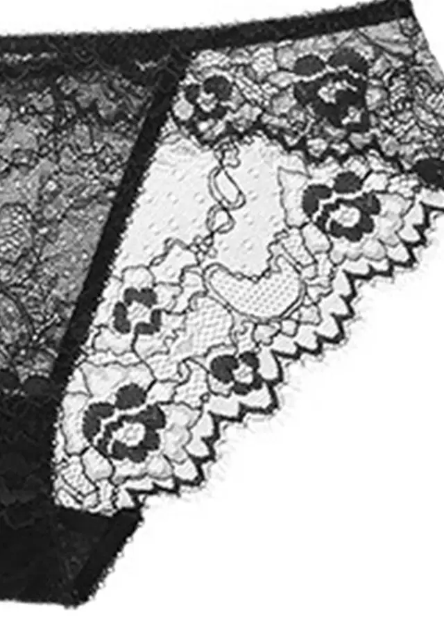 Lace Thin Cotton Airflow Bra with Panty Set CA123110BK