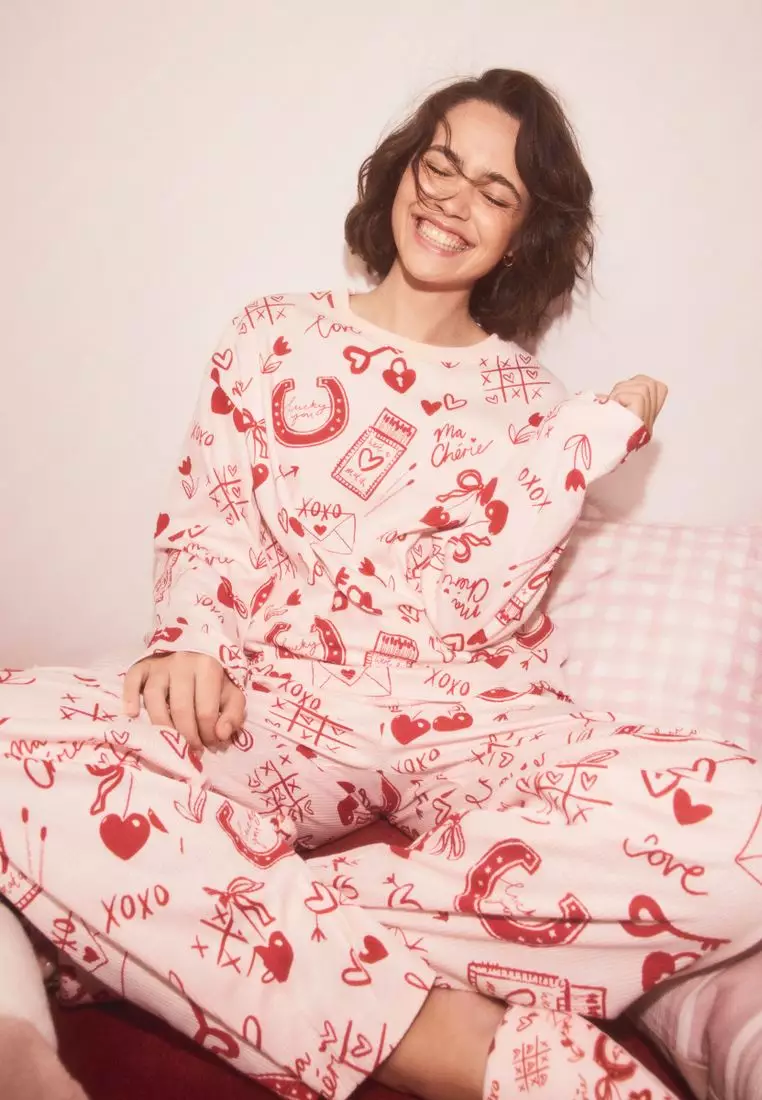 Ribbed Long Sleeve Pyjamas