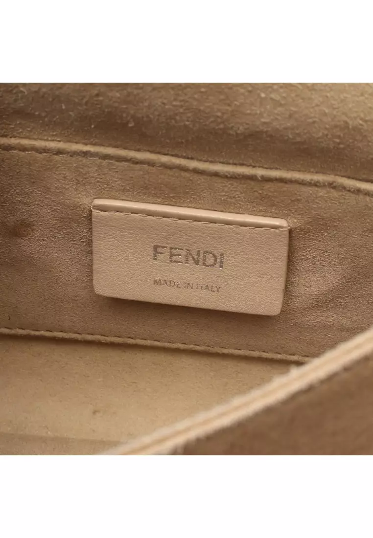 Pre-Loved Fendi MINI KAN I mini KAN I chain shoulder bag leather beige