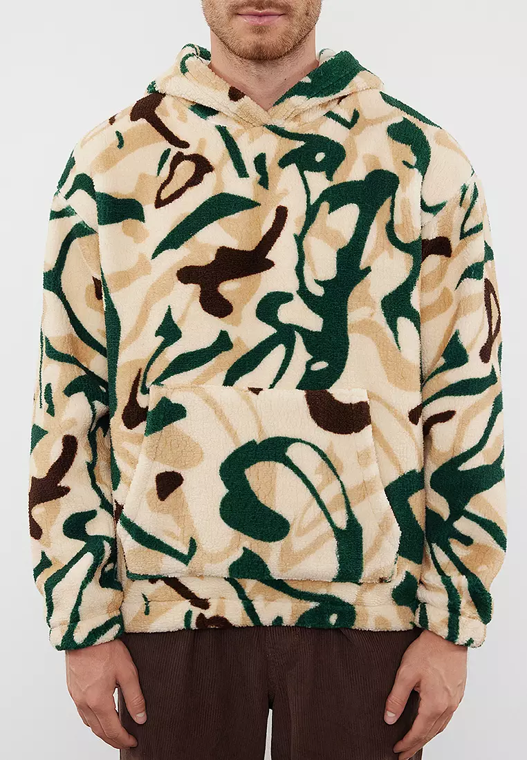 Printed Sherpa Hoodie