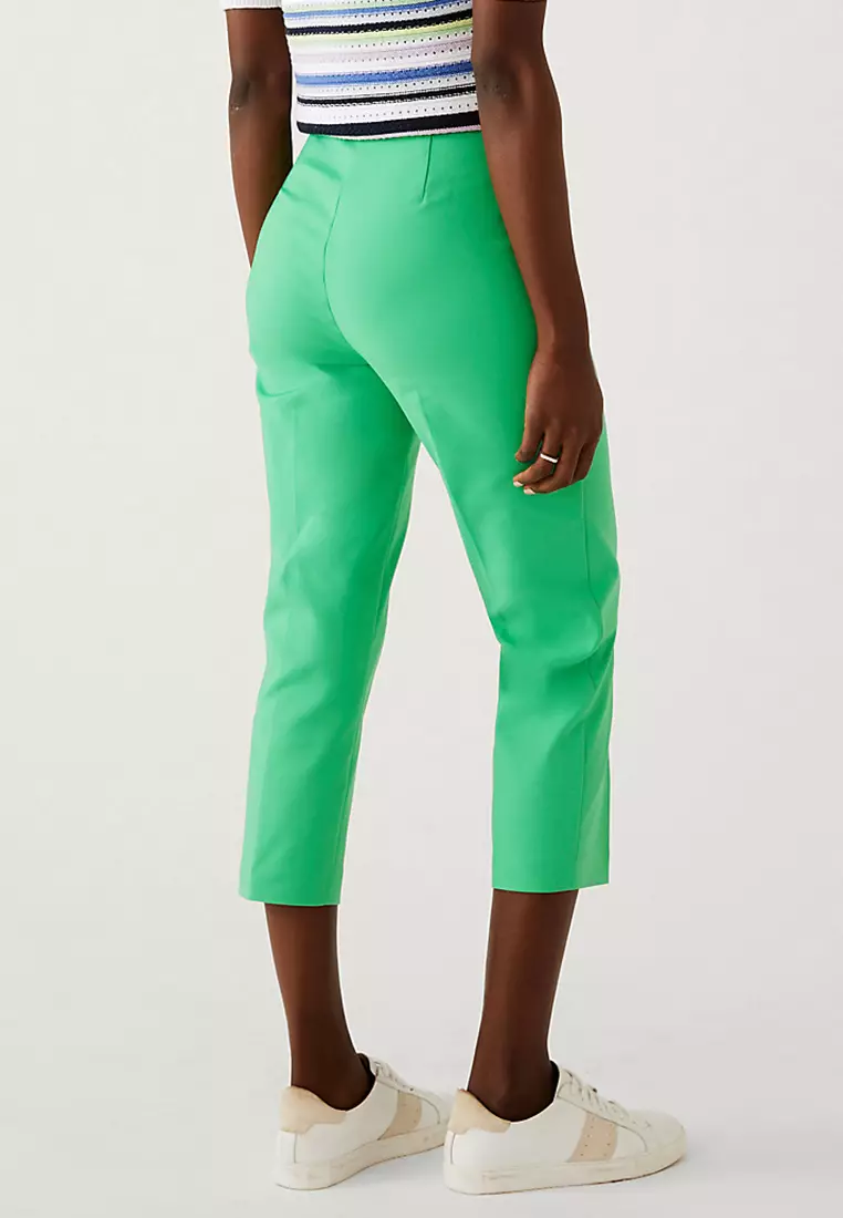 Cotton Blend Slim Fit Cropped Trousers