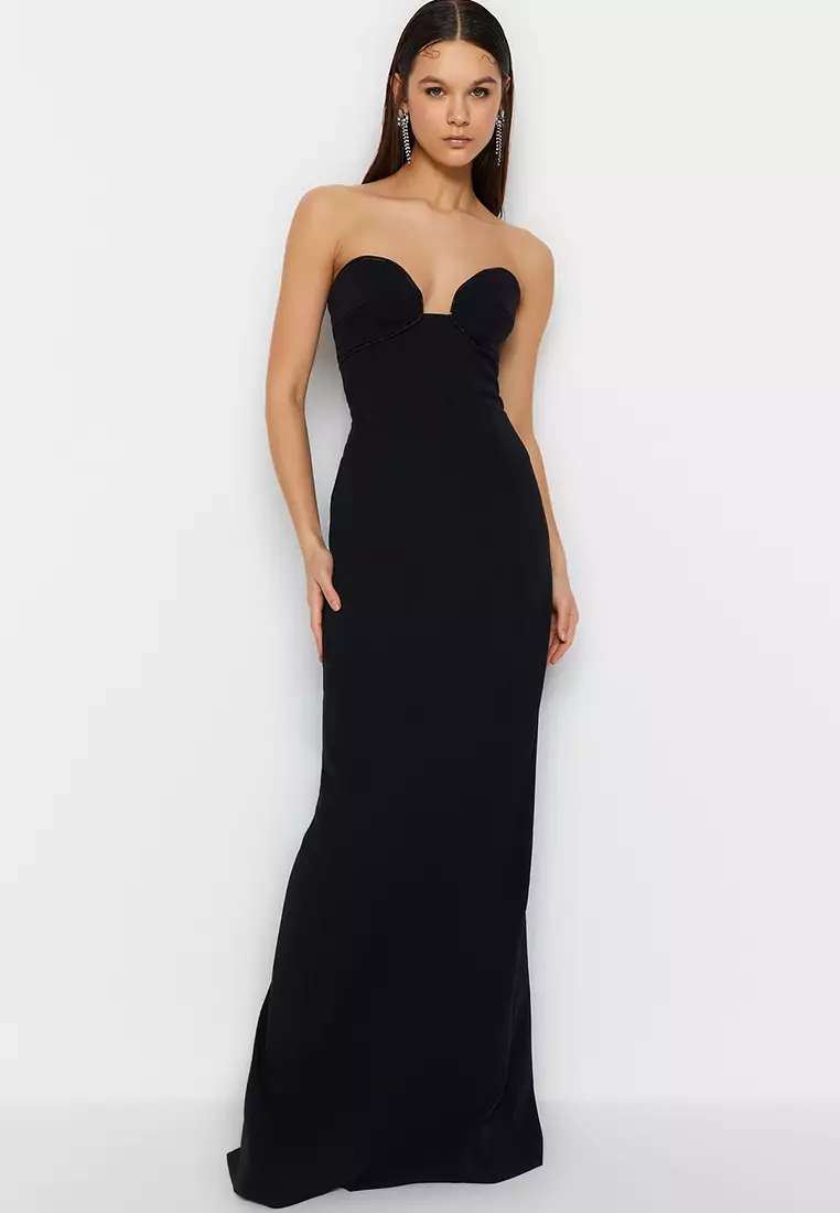black strapless dress long