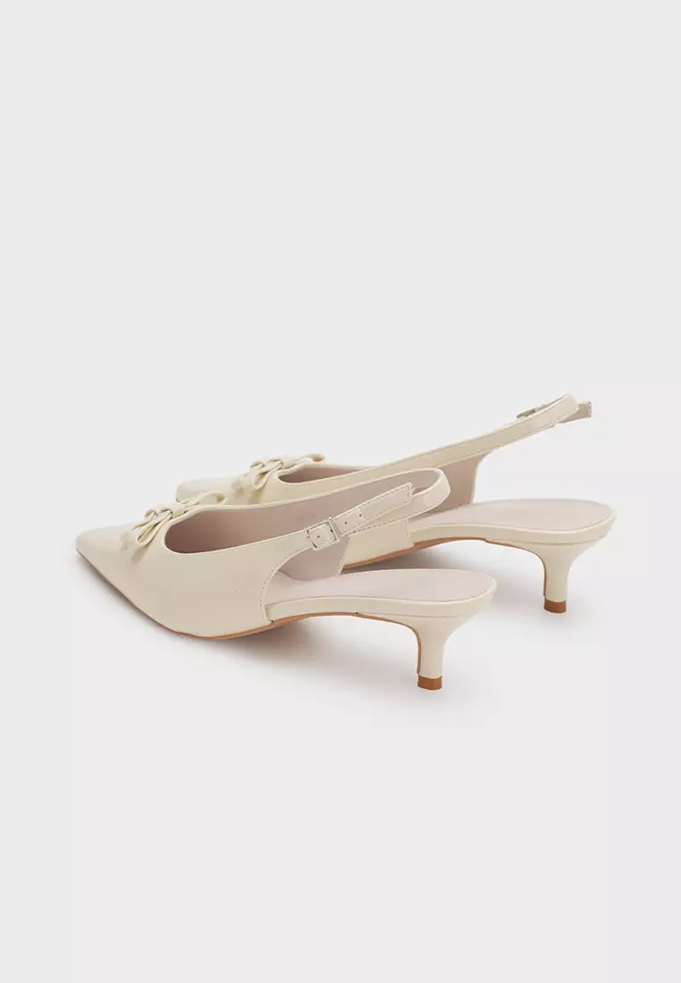 POINTY TOE SLINGBACK HEEL WITH BOW