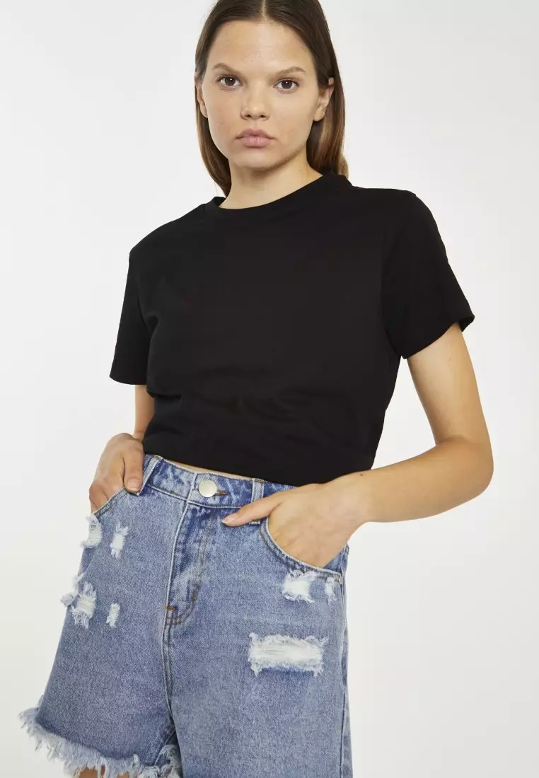 Distressed Denim Shorts