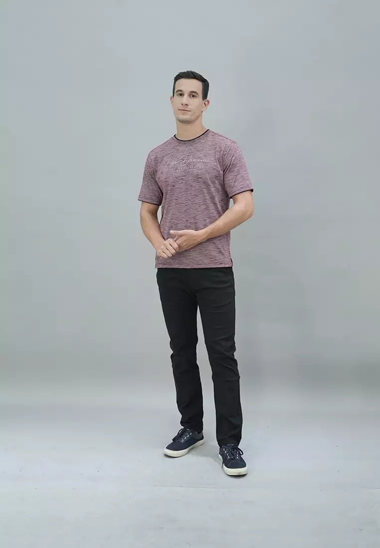 LGS - Kaos Casual Pria - Lengan Pendek - Merah - Polos - Motif Abstrak - CTS.223.S3196.01.C
